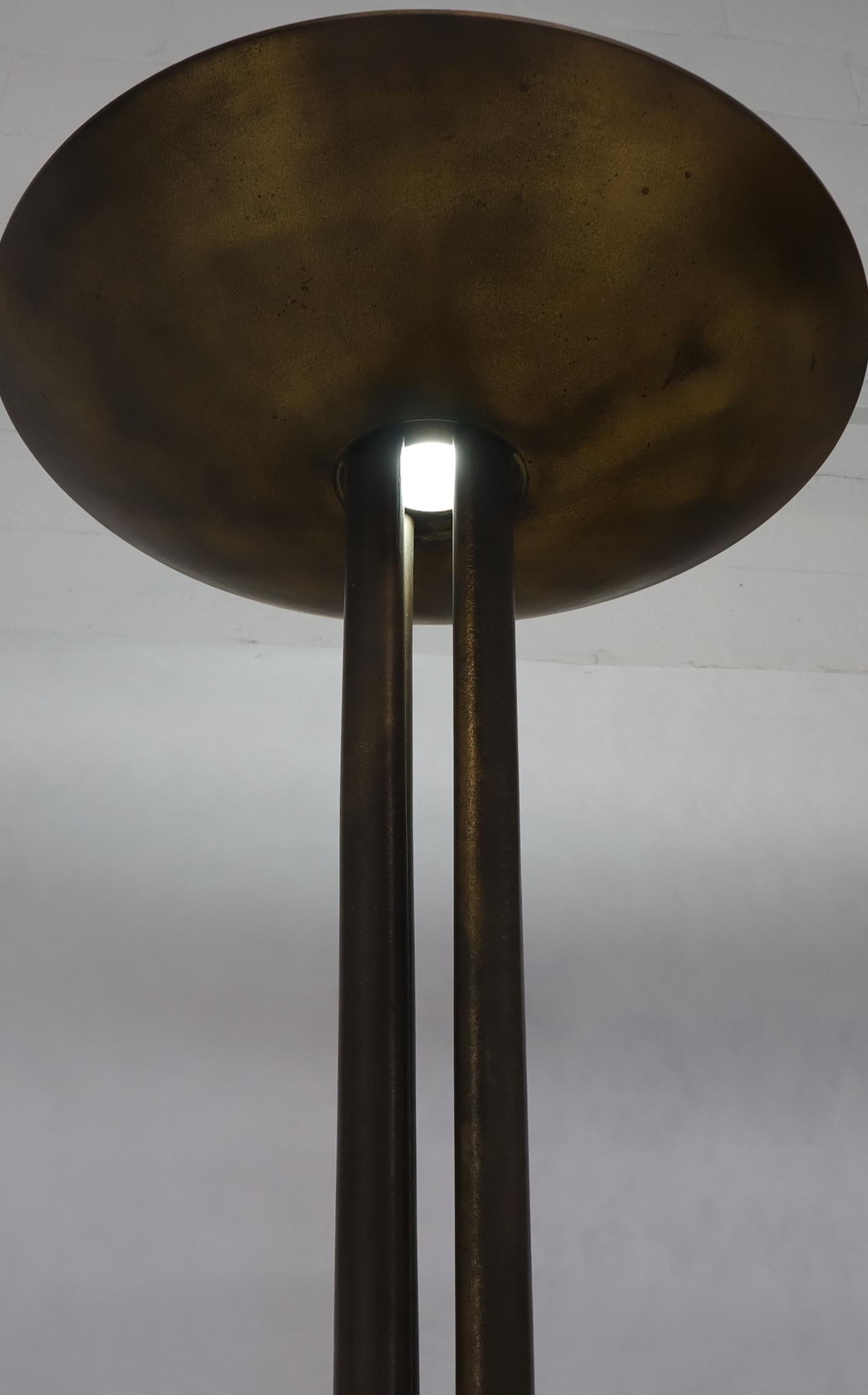 Cross Base 68 Tall Metal Dish Shade Floor Lamp For Sale 5