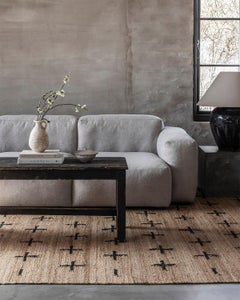 „Cross“ Schwarzer Teppich im Jute-Stil in skandinavischem Design