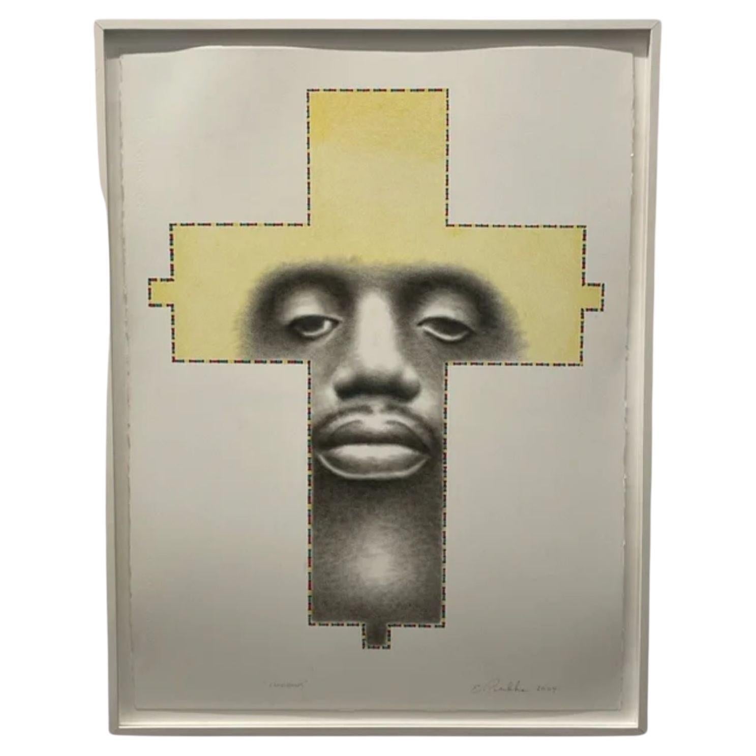"Cross Block" Media Drawing on Paper by Ed Paschke, 2004