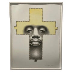 "Cross Block" Media Drawing on Paper by Ed Paschke, 2004