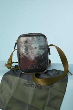Cross-body bag in printed plastic and kaki nylon strap Jean-Paul Gaultier