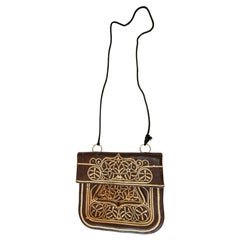Collectible Vintage Hand-tooled Leather African Berber Tribal Moroccan Bag 1960