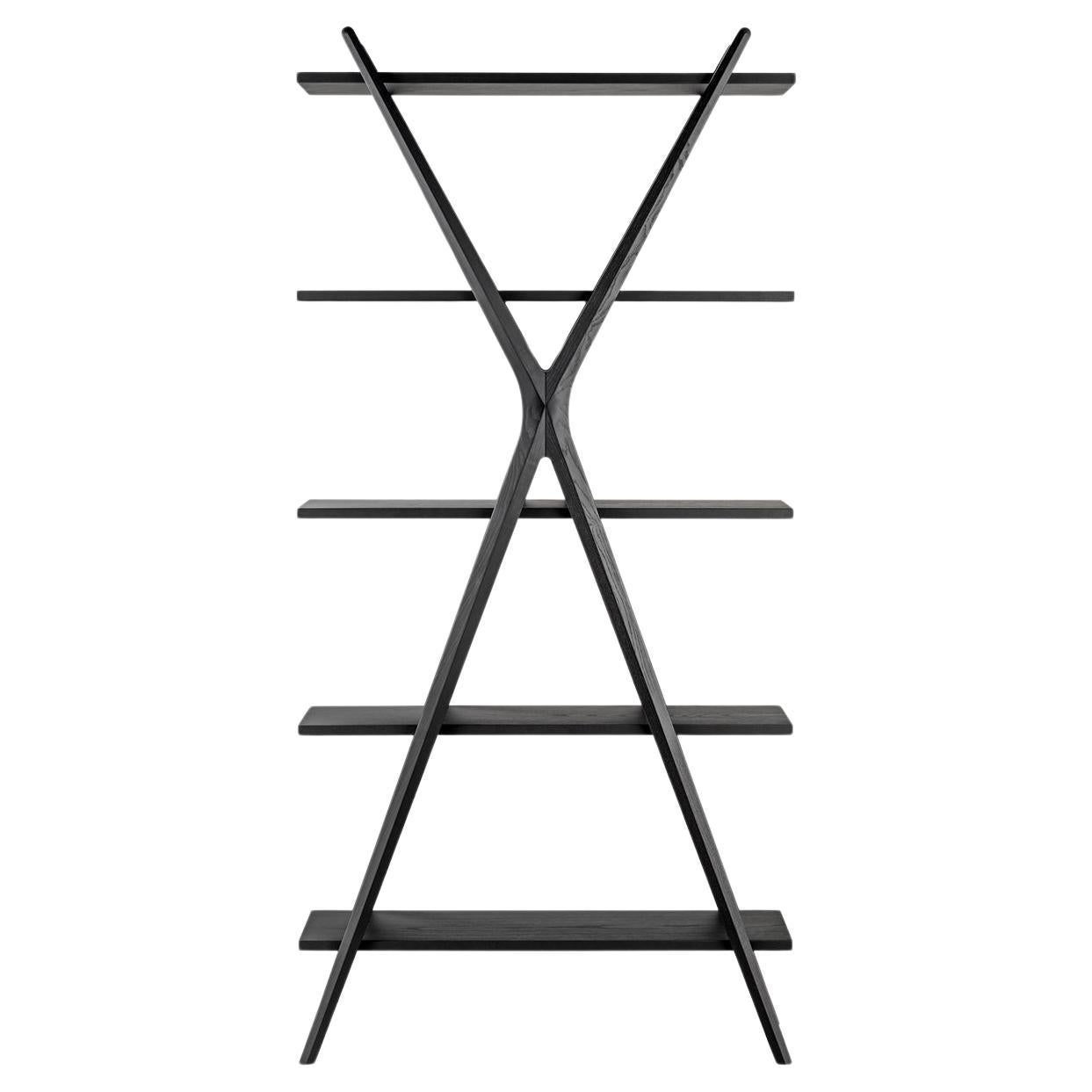Cross-Bücherregal aus schwarzem Eschenholz von Carlo Contin