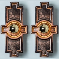 Cross Brown Ceramic Wall Light, Denmark, 1970