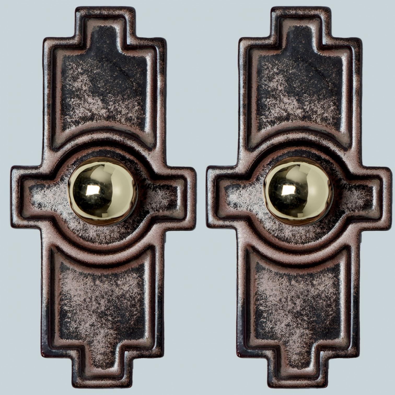 Tedesco Applique in ceramica marrone Cross, Danimarca, 1970 in vendita