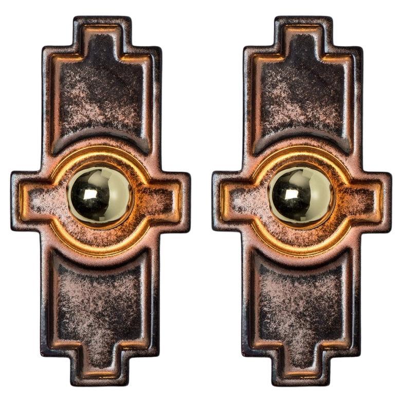 Applique in ceramica marrone Cross, Danimarca, 1970 in vendita
