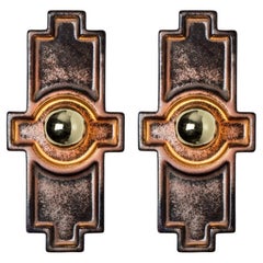 Cross Brown Ceramic Wall Light, Denmark, 1970