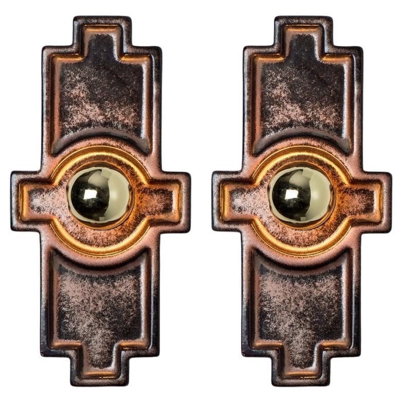 Applique in ceramica marrone Cross, Danimarca, 1970 in vendita
