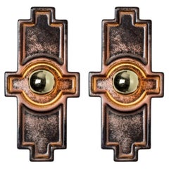 Cross Brown Ceramic Wall Light, Denmark, 1970