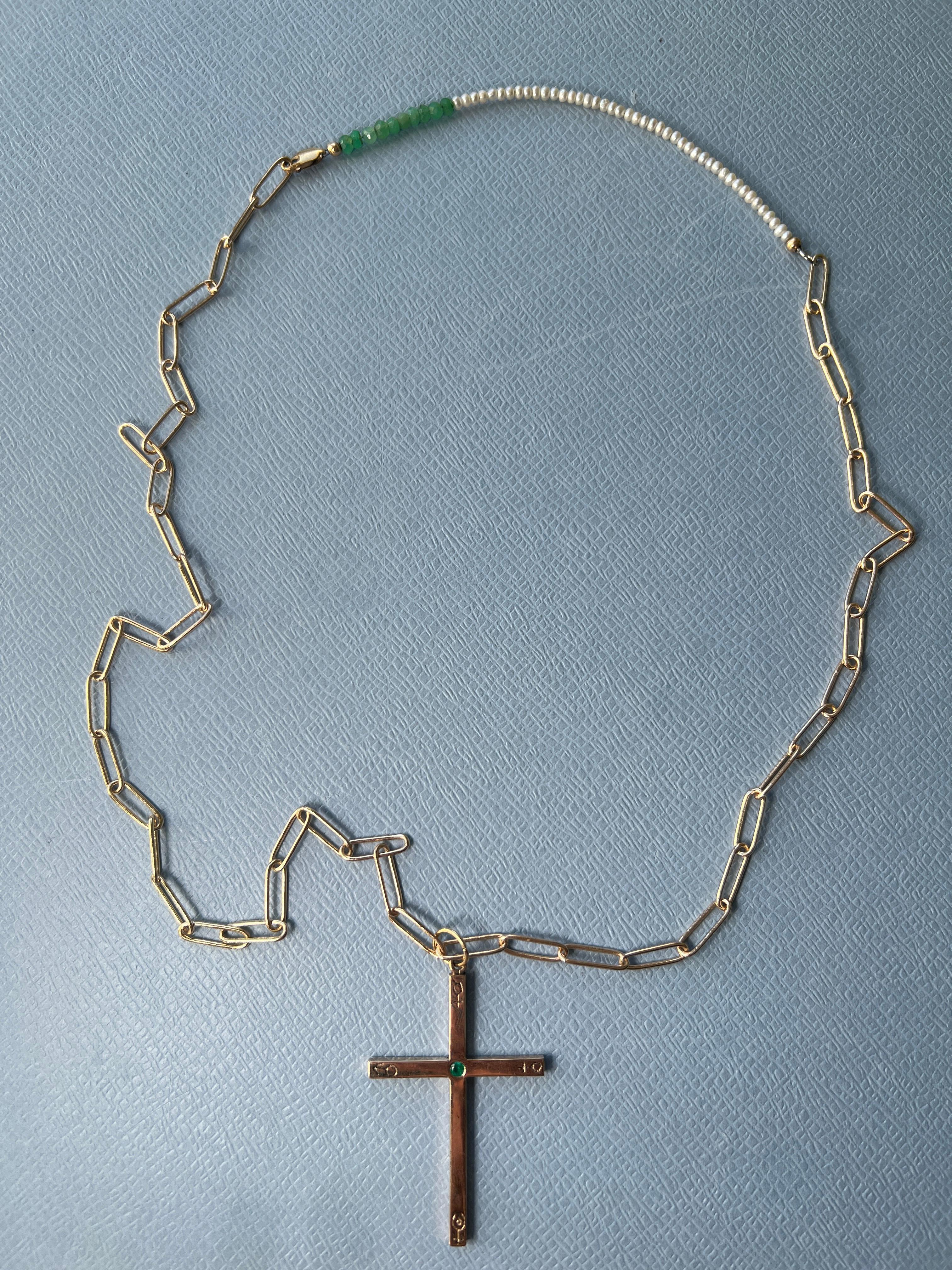 Cross Kette Halskette Astrologie Symbole Smaragd im Angebot 1