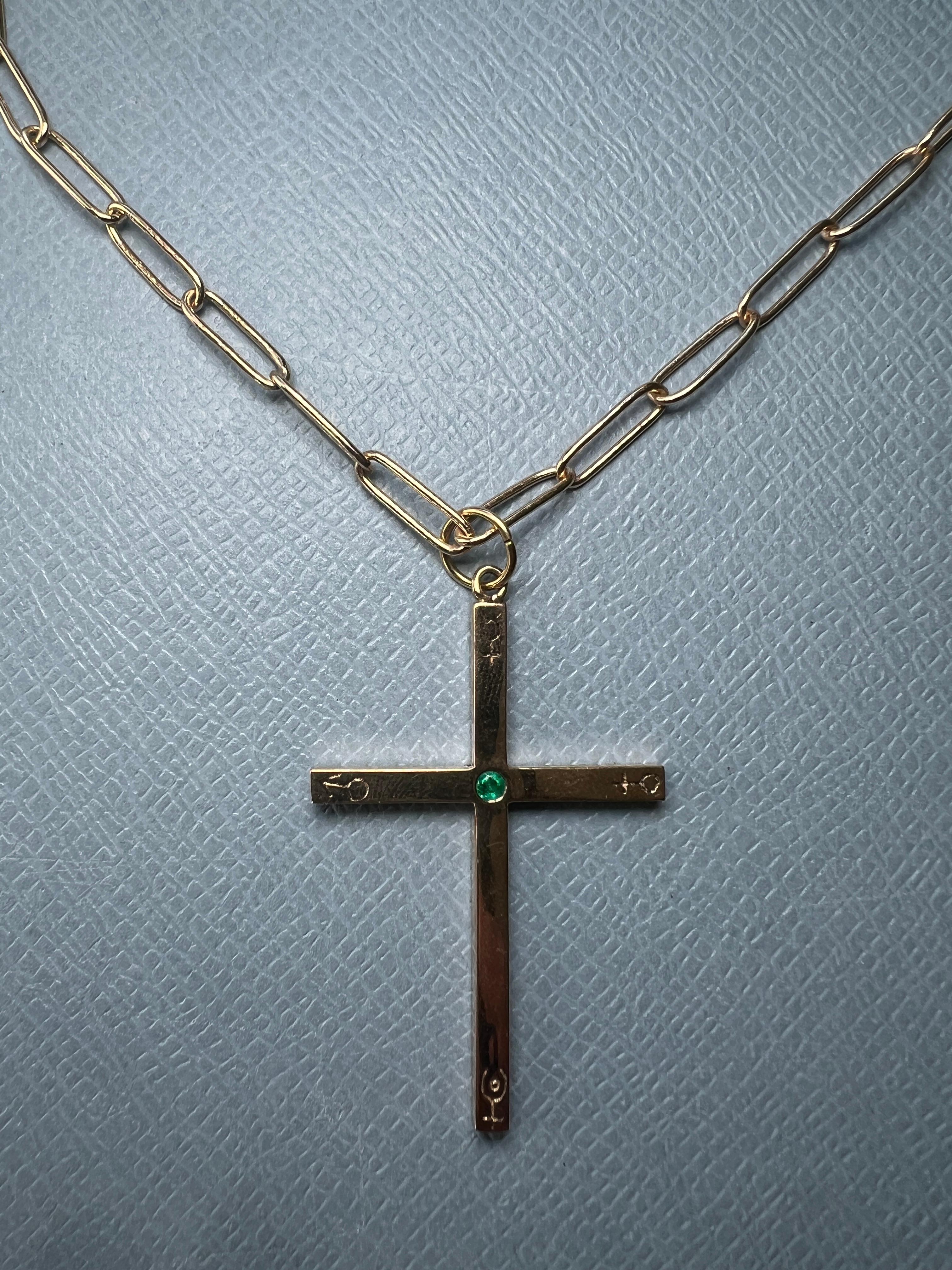 Cross Kette Halskette Astrologie Symbole Smaragd im Angebot 3