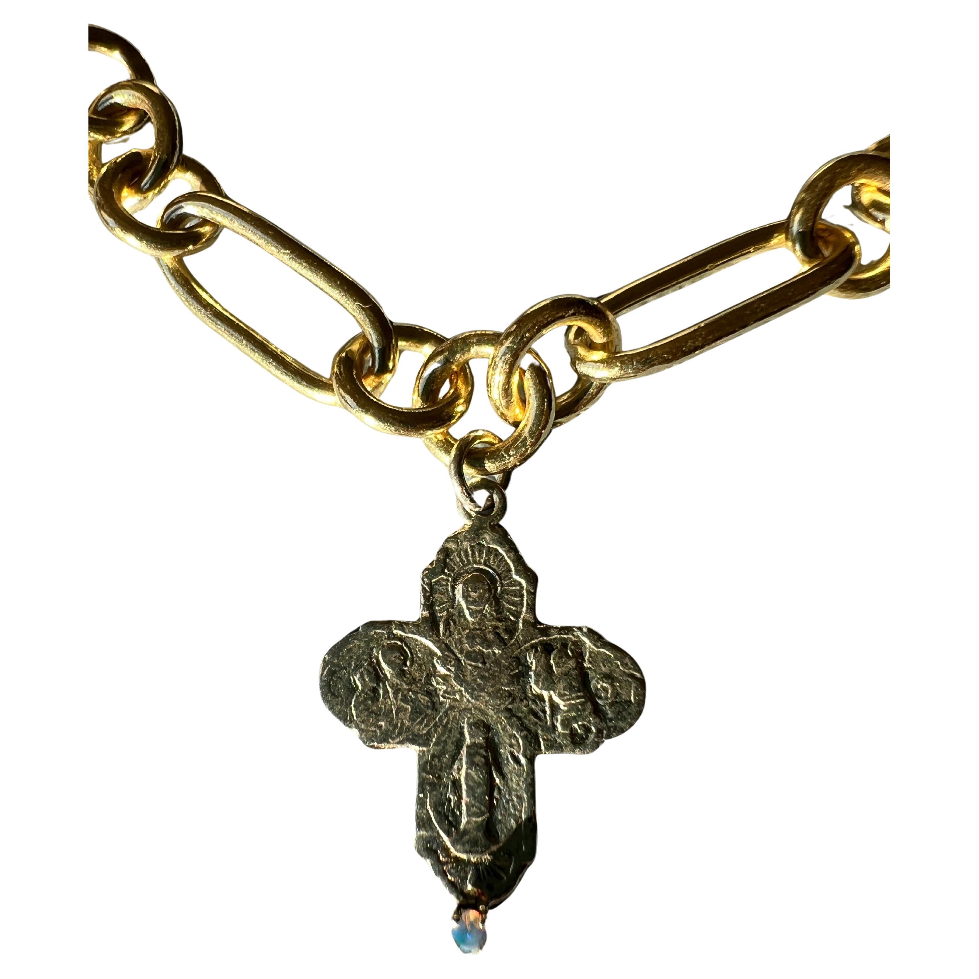 Cross Chain Necklace Chunky Choker Egyptian Opal