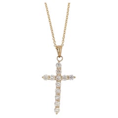 Kreuz Design Diamant-Anhänger: Massiv 14k Gold