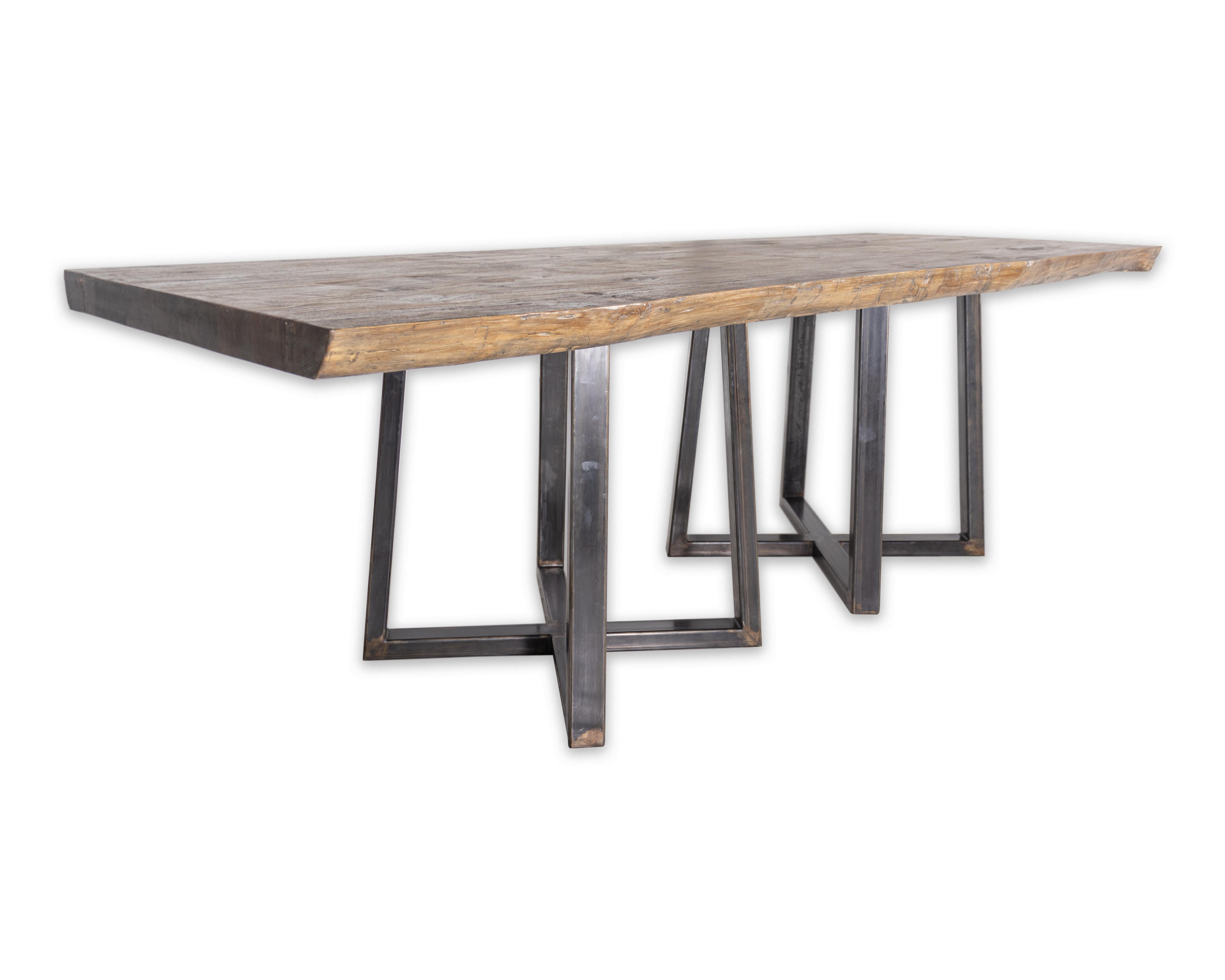 Cross Design Ebonized patina steel base with live edge wood table top

Table top is a piece from our one of kind line, Le Monde. Bases are from our custom line, Vision and Design. Both exclusive to Brendan Bass.
    