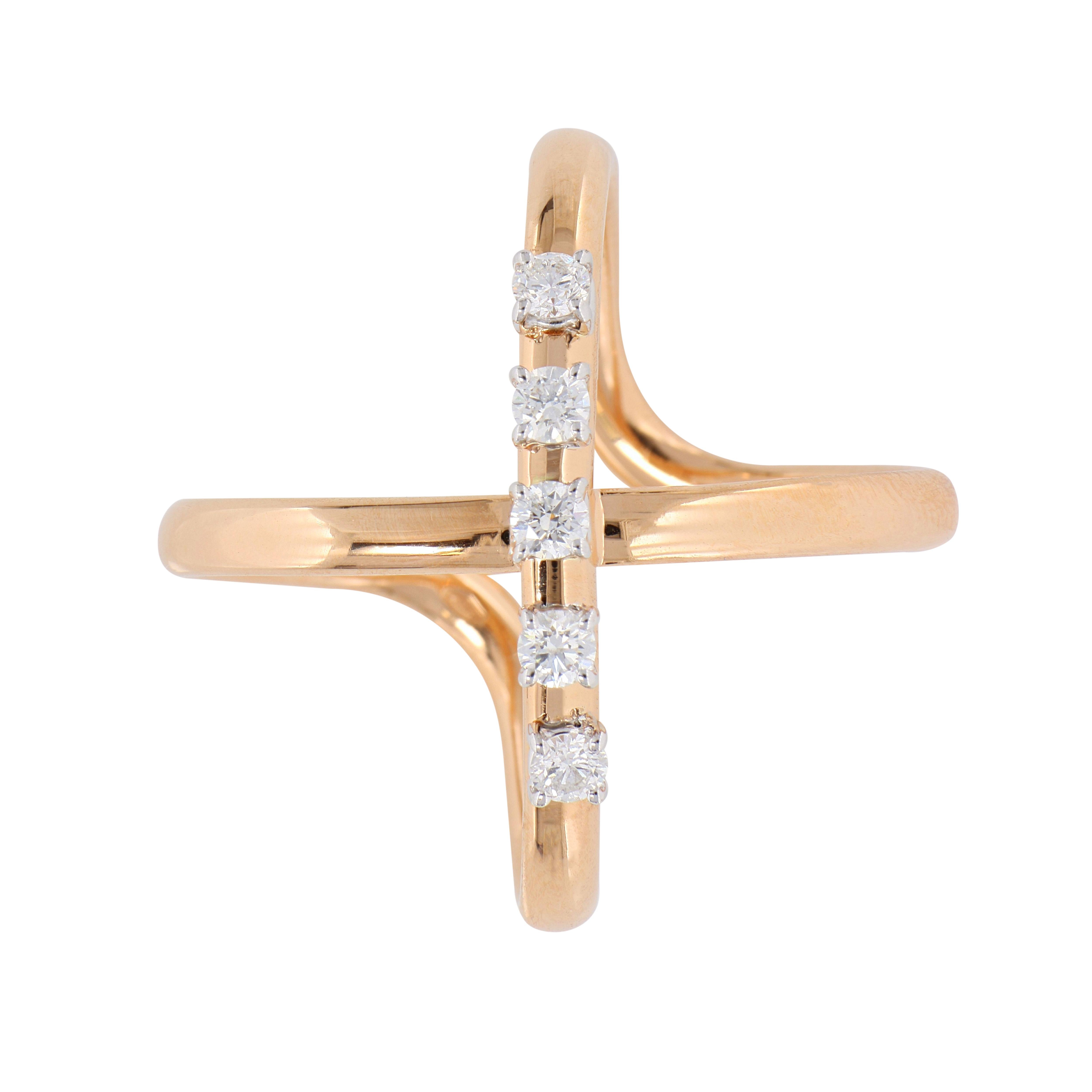 For Sale:  Cross Design Open-Bottom Ring with Diamonds 2