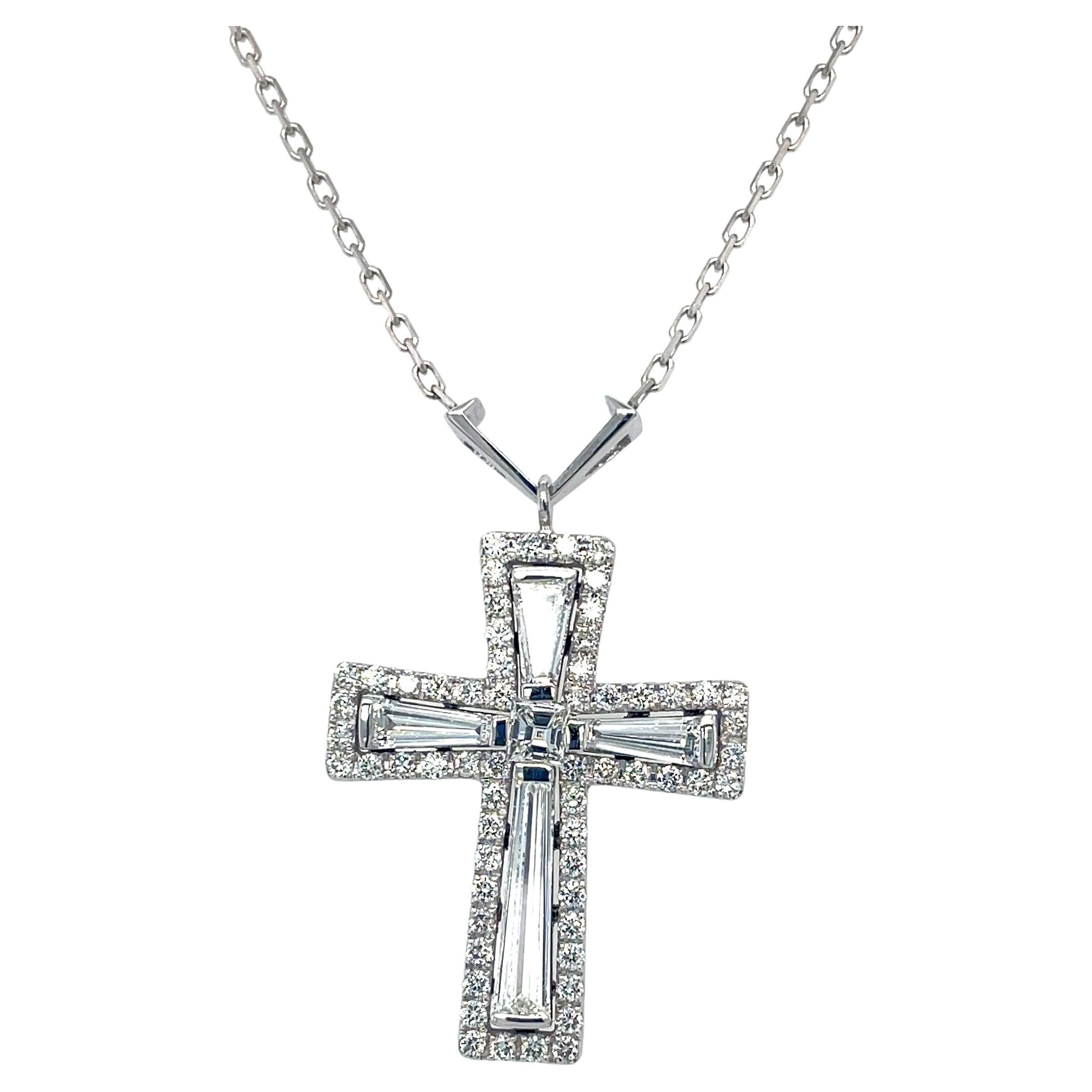 Cross Diamond Necklace For Sale