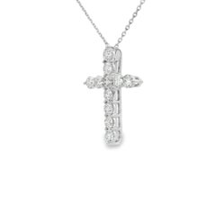 Kreuz Diamant-Anhänger Halskette 0,65 Karat in 14K Weißgold, 18 Zoll