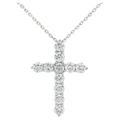Kreuz Diamant-Anhänger Halskette 0,65 Karat in 14K Weißgold, 18 Zoll
