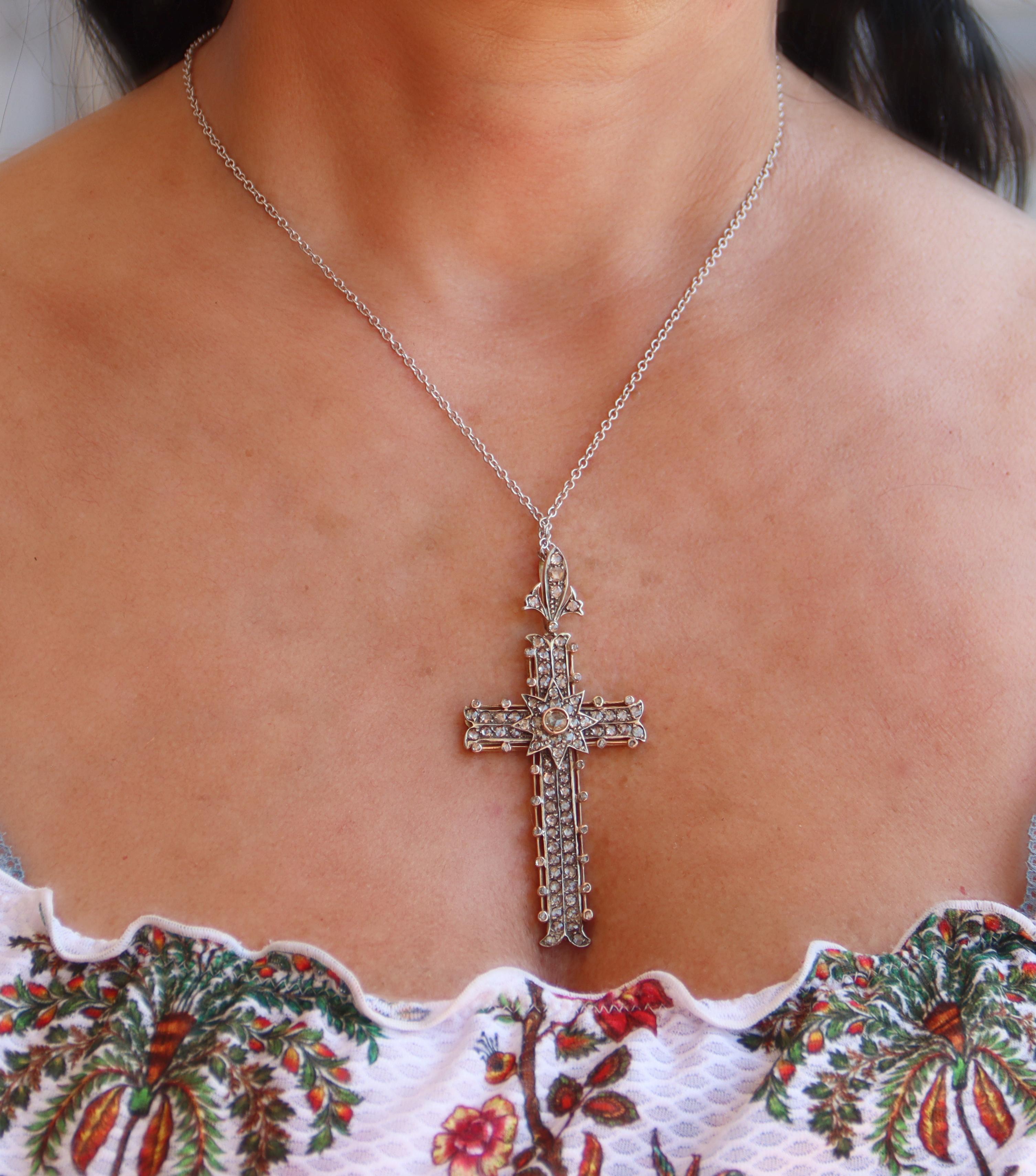 Cross Diamonds 14 Karat Yellow Gold Pendant Necklace 1