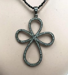 Cross flower charm Diamond charm 925 sterling silver jewellery findings for gift