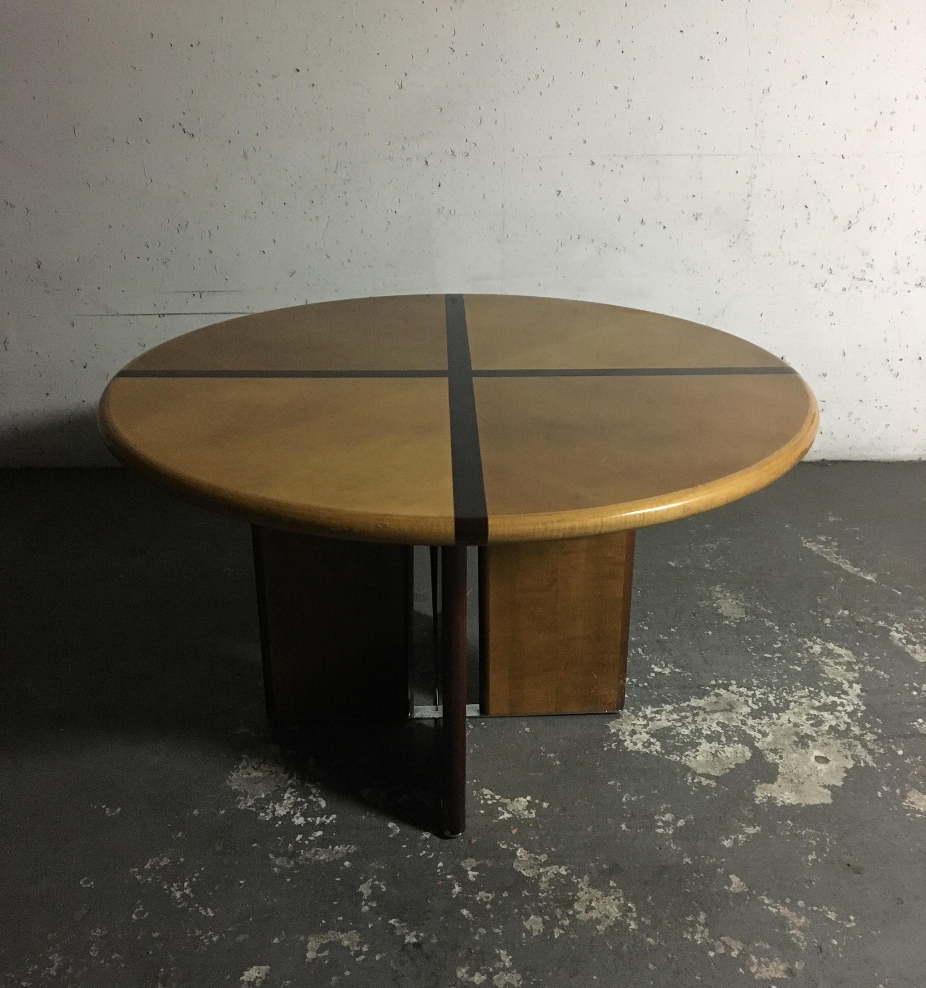 Late 20th Century Cross French Vintage Round Dining Table, 1970s For Sale