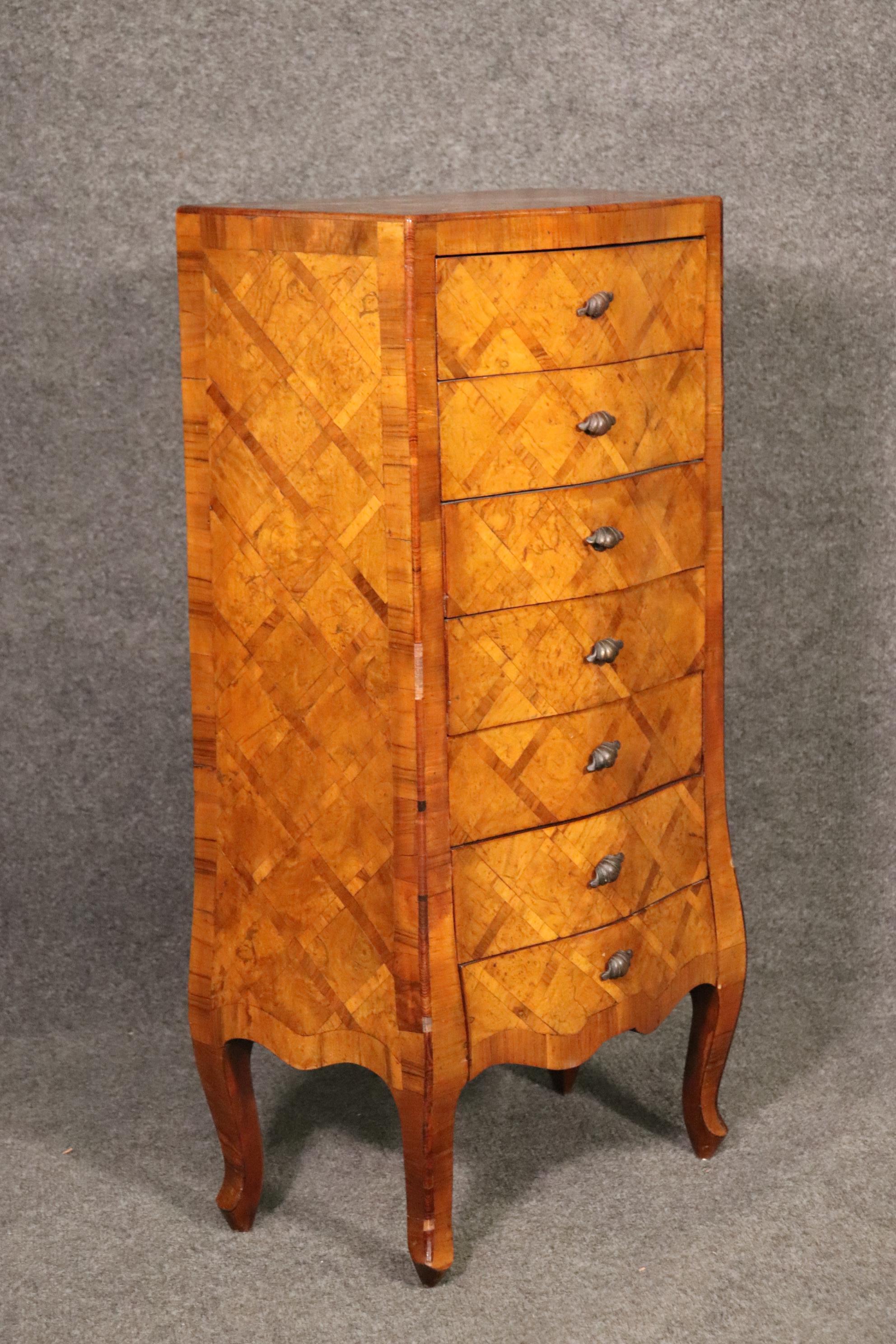 This is a beautiful Italian made lingerie chest. The chest measures 36 inches tall x 18.5 wide x 12 deep.