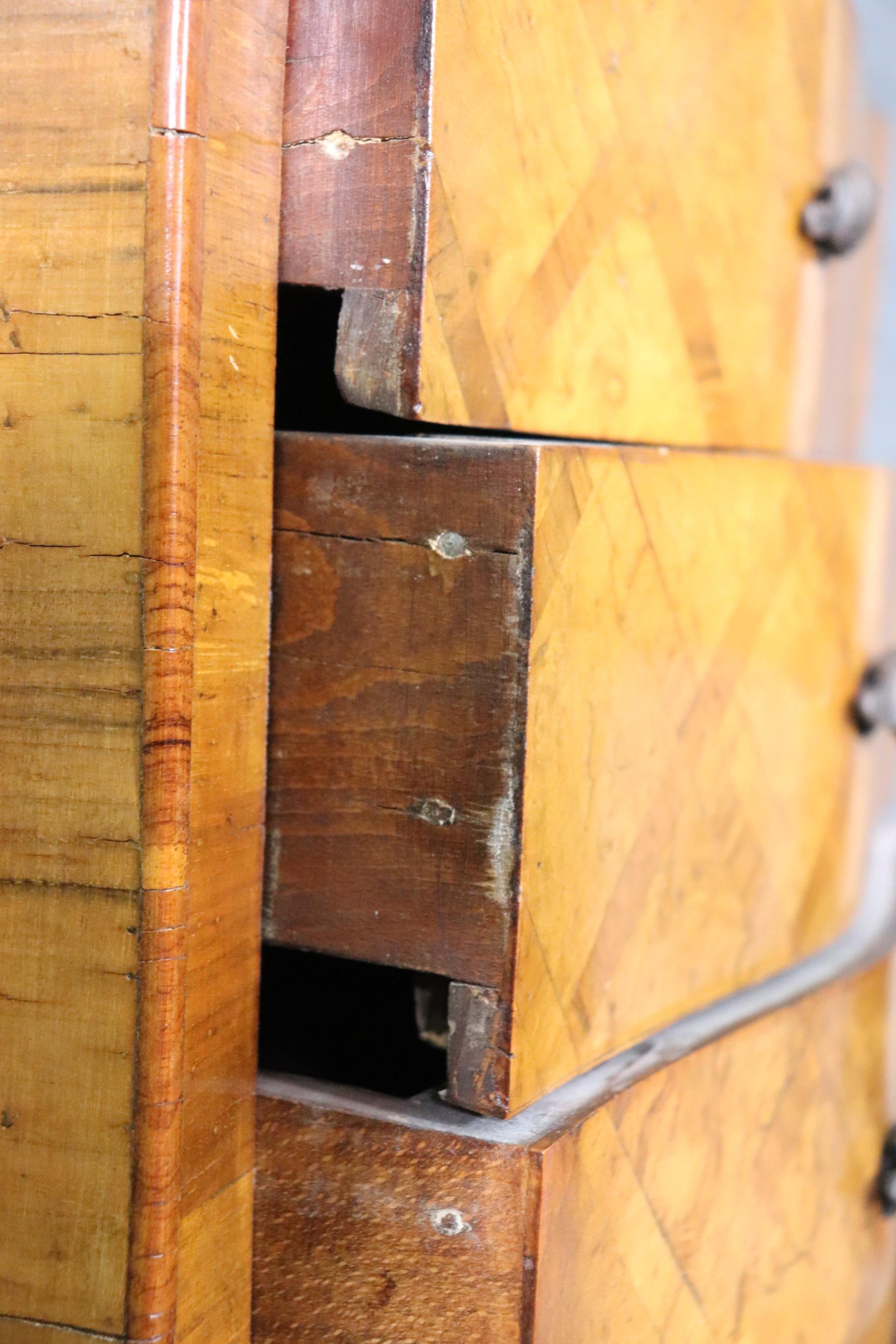 Cross Hatched Inlaid Olivewood Italian Lingerie High Chest 3