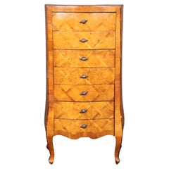 Cross Hatched Inlaid Olivewood Italian Lingerie High Chest