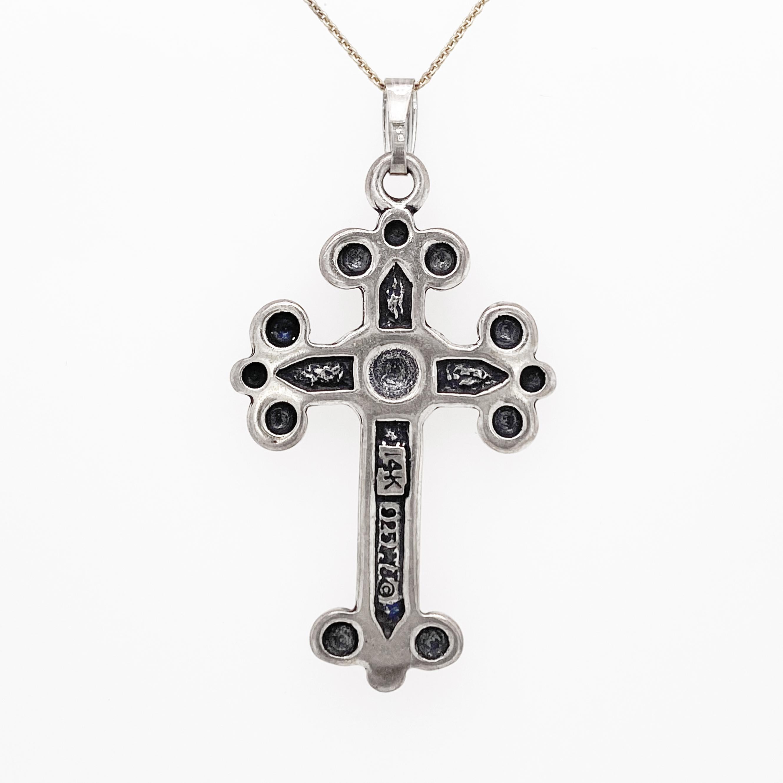 Kreuz-Herz-Halskette, 14 Karat Gold, Sterlingsilber, gemischtes Metall, Glaube Liebe Damen