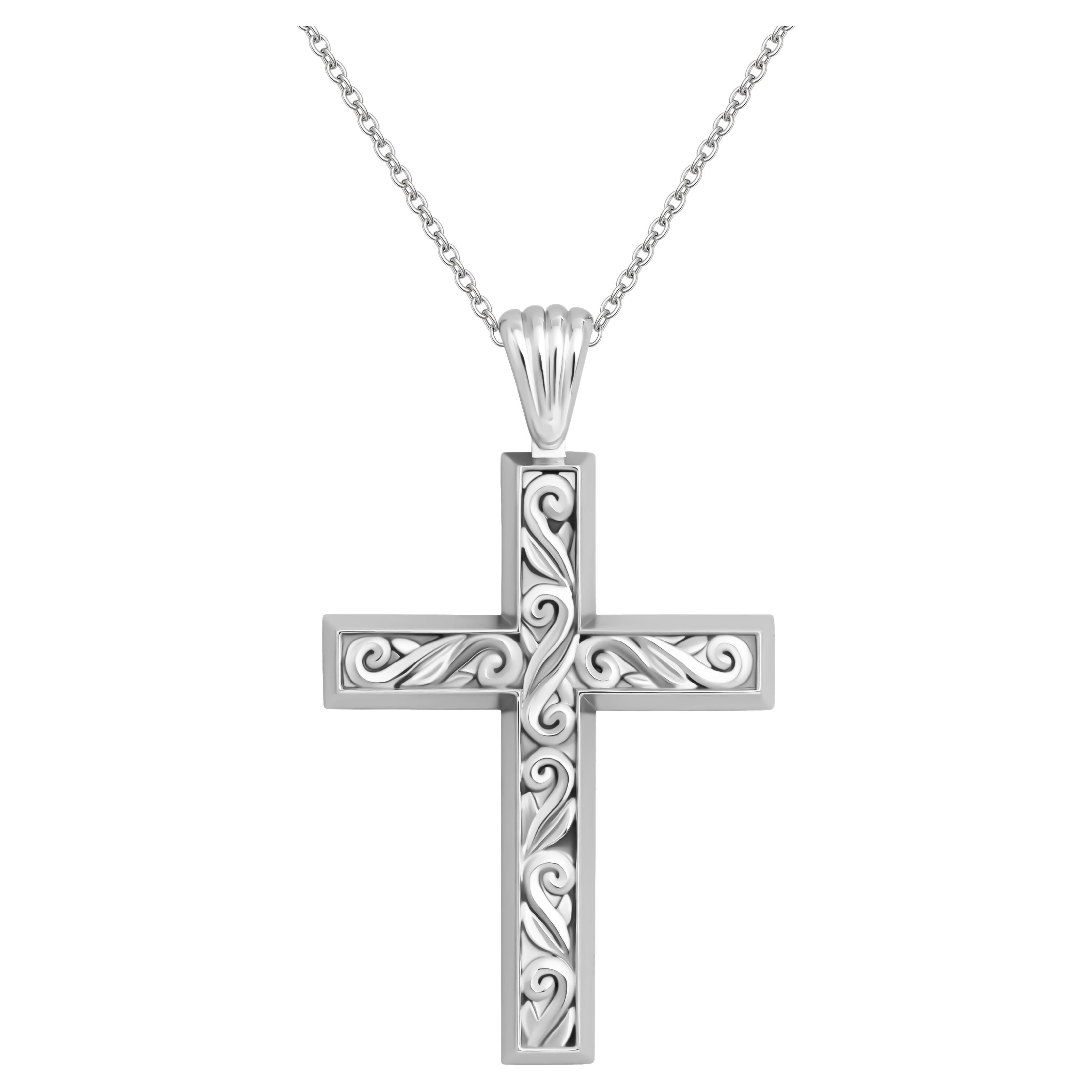 Croce in oro bianco 14K in vendita