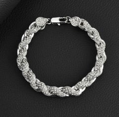 Bracciale da donna in argento sterling 925 intrecciato con moissanite – Regalo.