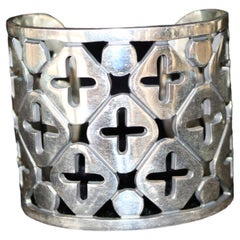 Cross Mosaic 925 Silver Cuff Bracelet