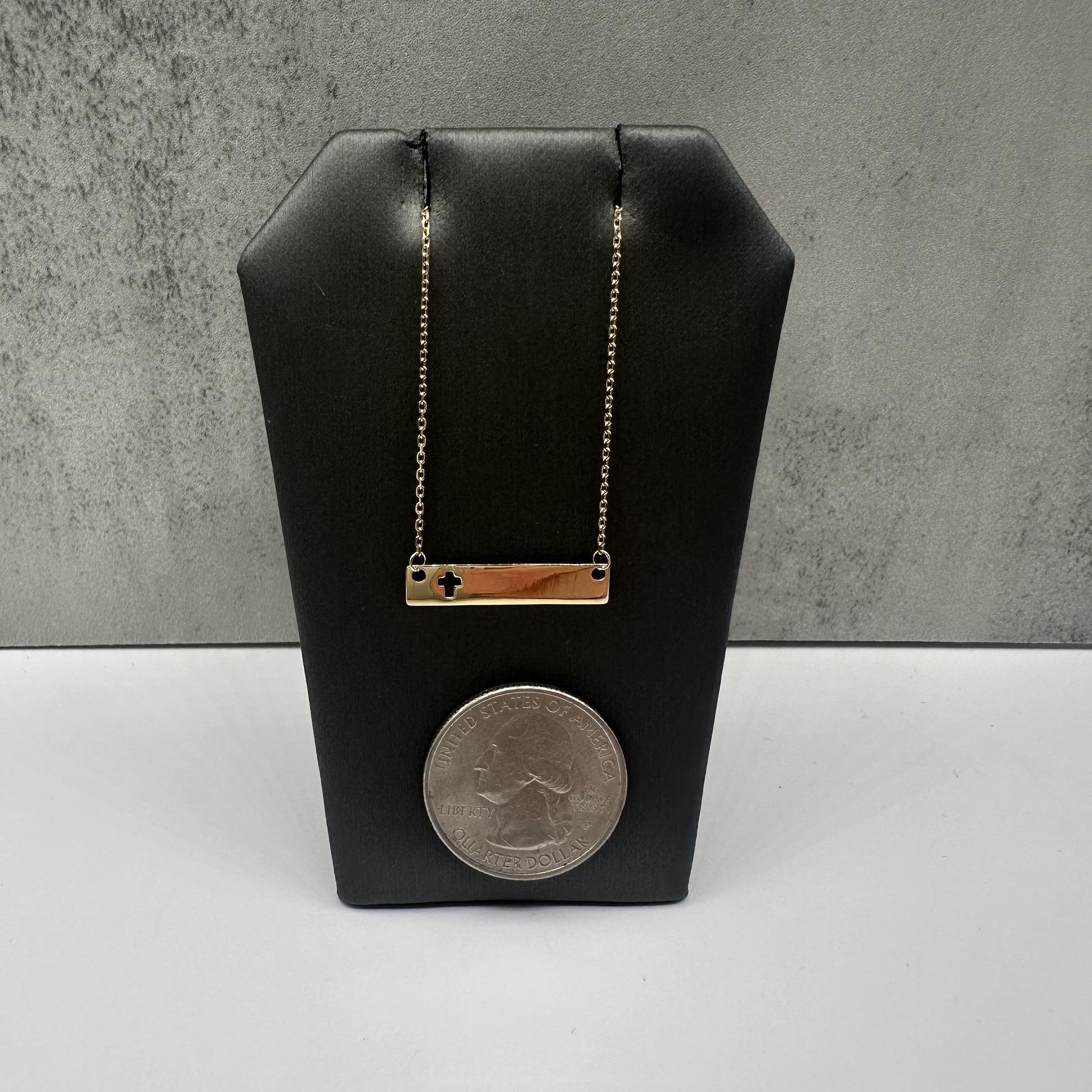 Kreuz-Namensschild-Halskette aus 14kt Gelbgold - 18