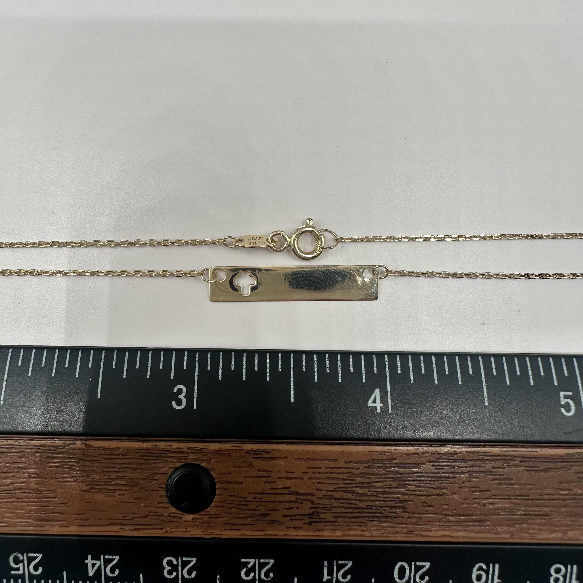 Kreuz-Namensschild-Halskette aus 14kt Gelbgold - 18