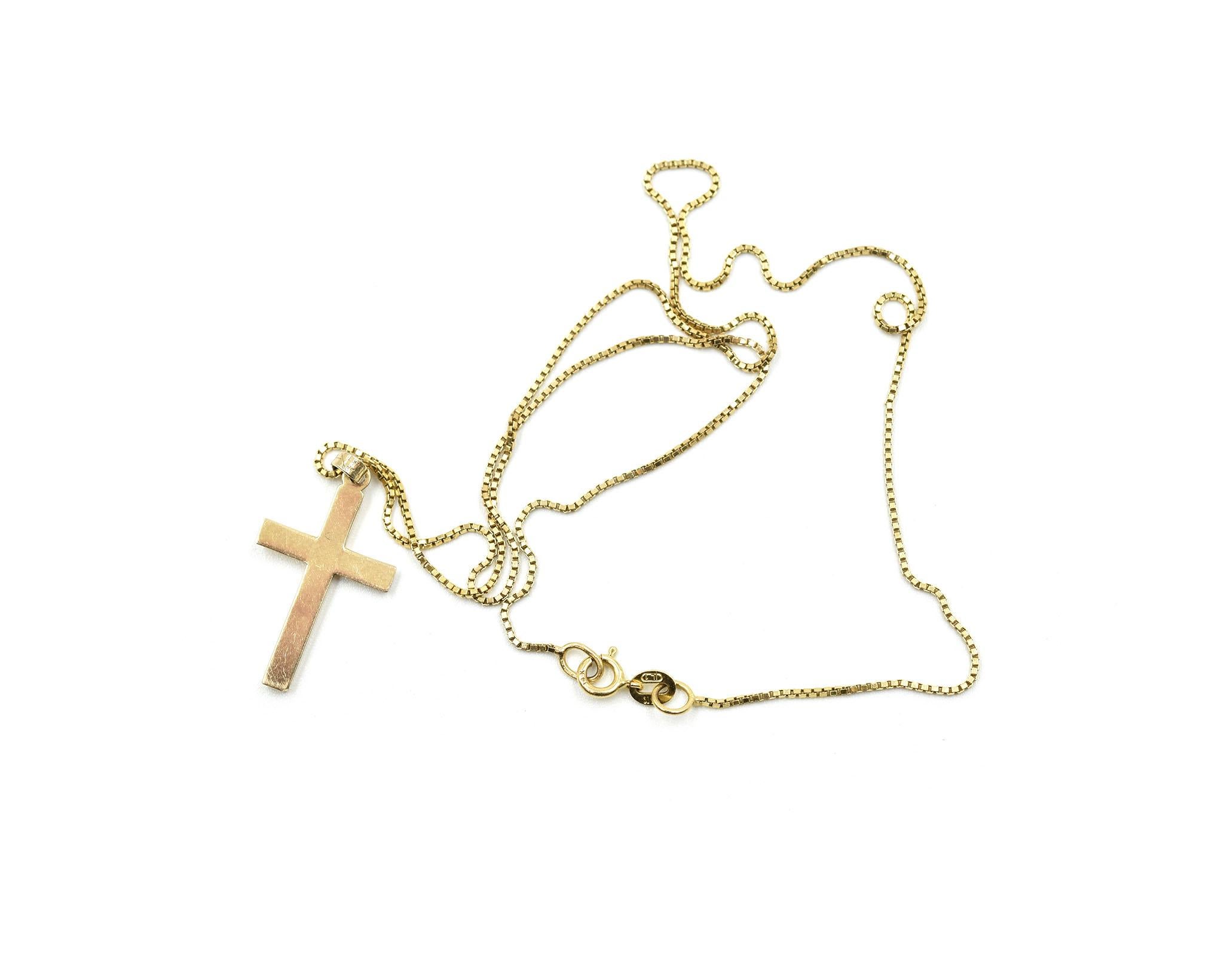 Modern Cross Necklace 14 Karat Yellow Gold