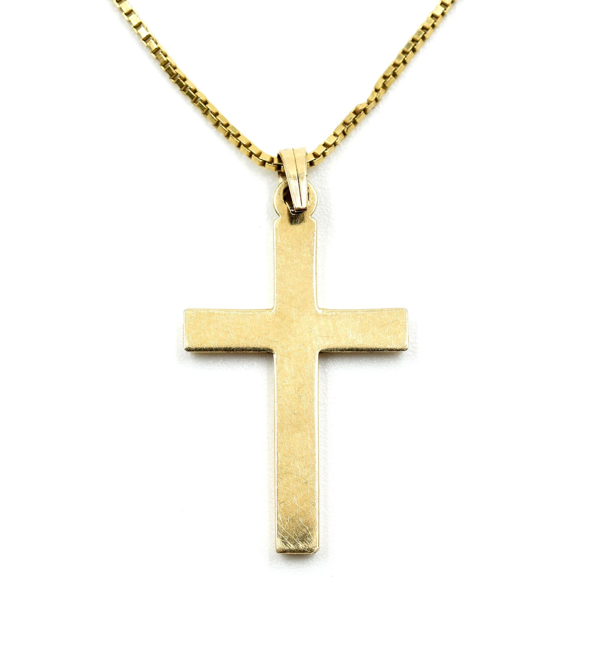 Cross Necklace 14 Karat Yellow Gold In New Condition In Scottsdale, AZ
