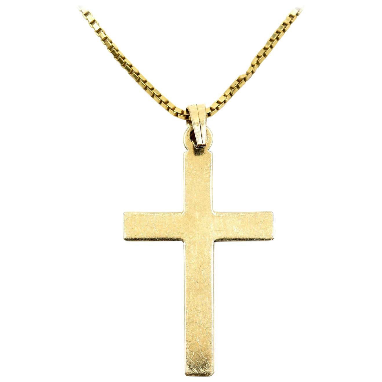 Cross Necklace 14 Karat Yellow Gold at 1stDibs