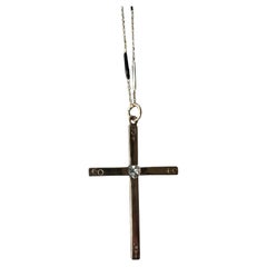 Cross Necklace Astrology Ceslestial Aquamarine Gold Plated