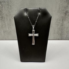 Cross Necklace in 14kt White Gold - 16", 1.4g, Spring Ring Clasp, New Condition