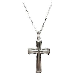 Cross Necklace in 14kt White Gold - 16", 1.4g, Spring Ring Clasp, New Condition