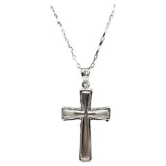 Cross Necklace in 14kt White Gold – 18in, New