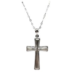 Cross Necklace in 14kt White Gold – 18in, New