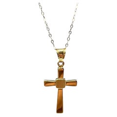 Cross Necklace in 14kt Yellow Gold – 18in, Excellent Condition