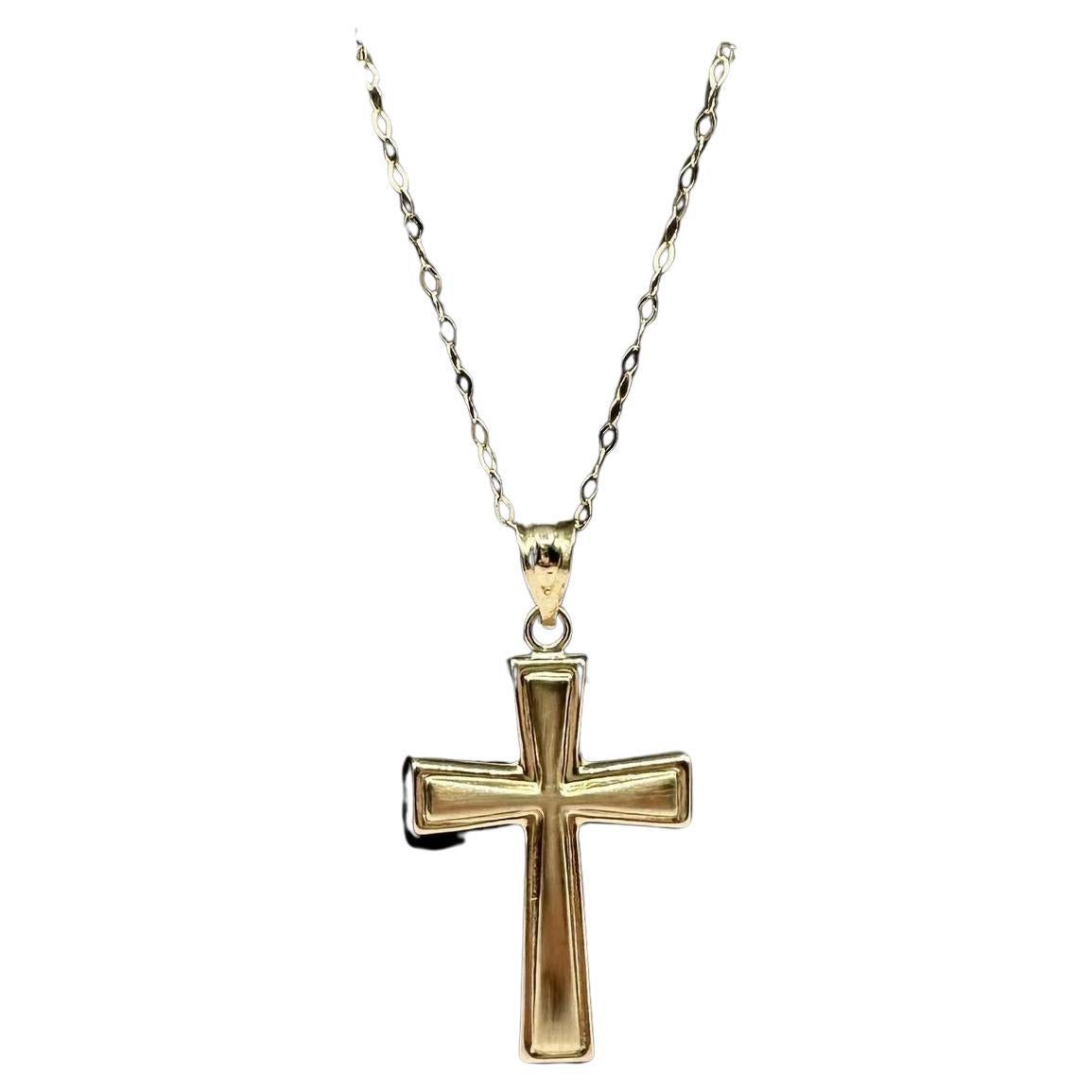 Cross Necklace in 14kt Yellow Gold – 18in, New