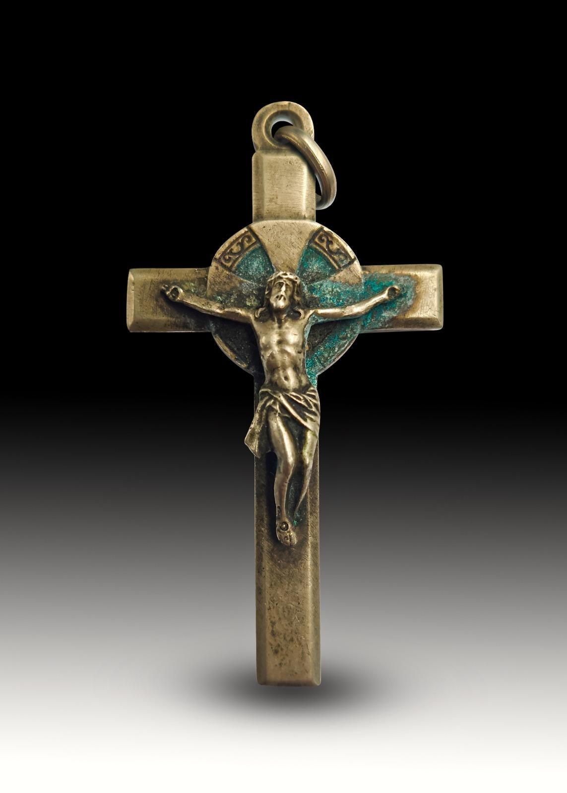 Hand-Crafted Cross of the 19th Century with Relics of the Religious: Antonio María Claret