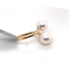 Cross Over Freshwater Pearl Gold Ring
