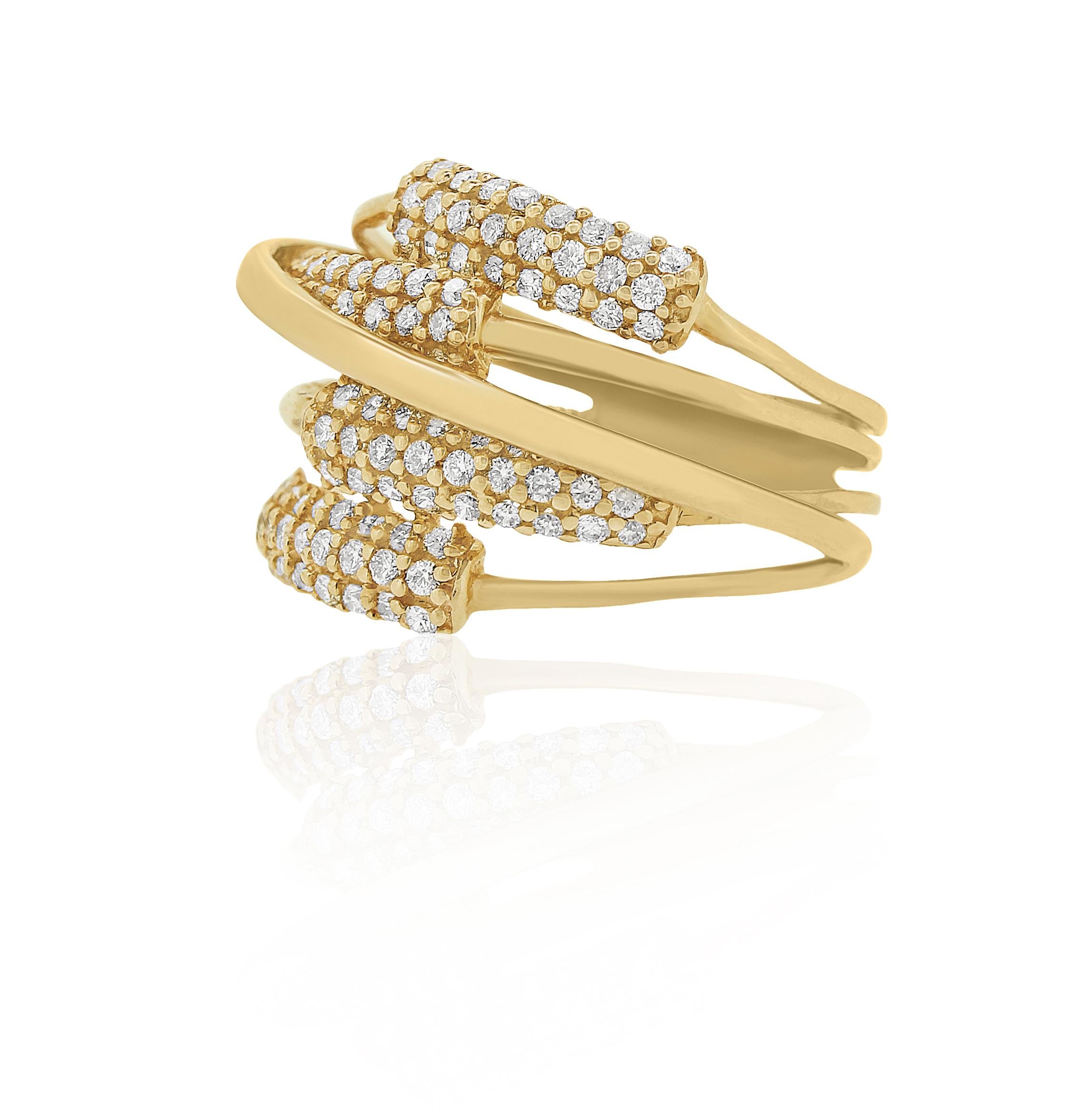Im Angebot: Cross-Over Gold & Diamanten-Ring aus 18 Karat massivem Gold () 4