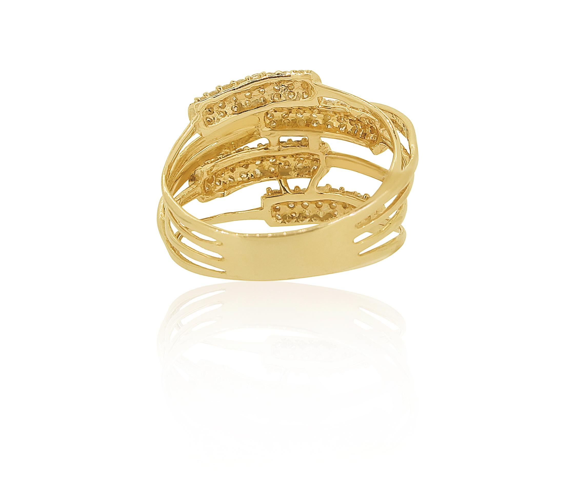 Im Angebot: Cross-Over Gold & Diamanten-Ring aus 18 Karat massivem Gold () 7