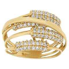Cross-Over Gold & Diamonds Ring in 18k Solid Gold