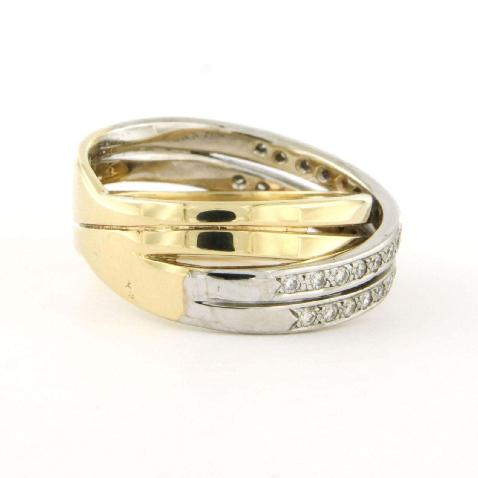 Anillo cruzado con diamantes talla brillante de hasta 0,33 ct Oro de 14k 9,1 gramos en venta 1